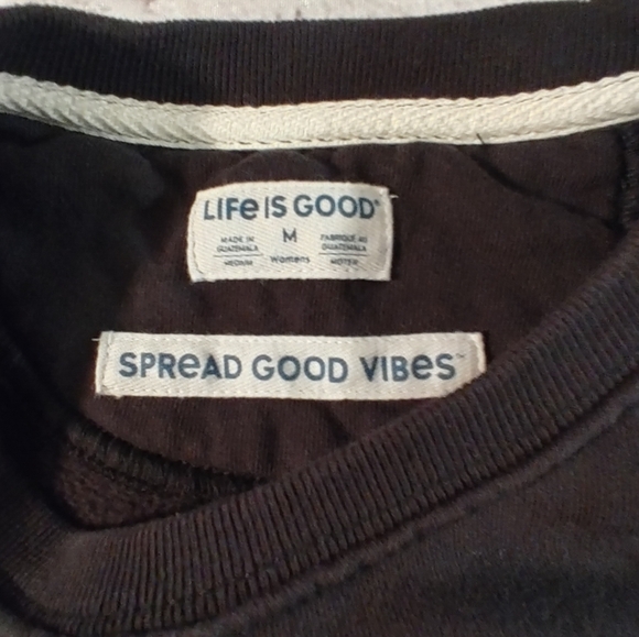 Life is Good Crewneck Black Sweatshirt " Do What You Love" " Holiday Print" M - Picture 3 of 13